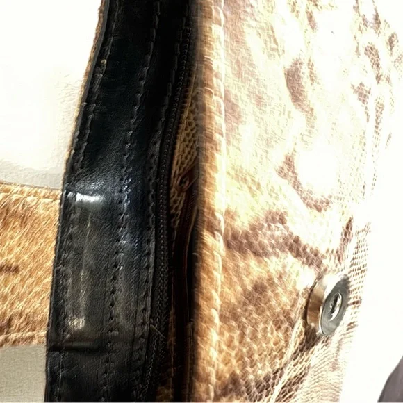 Cecconi Vintage Brown Snakeskin Print Italian Leather Shoulder Bag - Picture 8 of 12